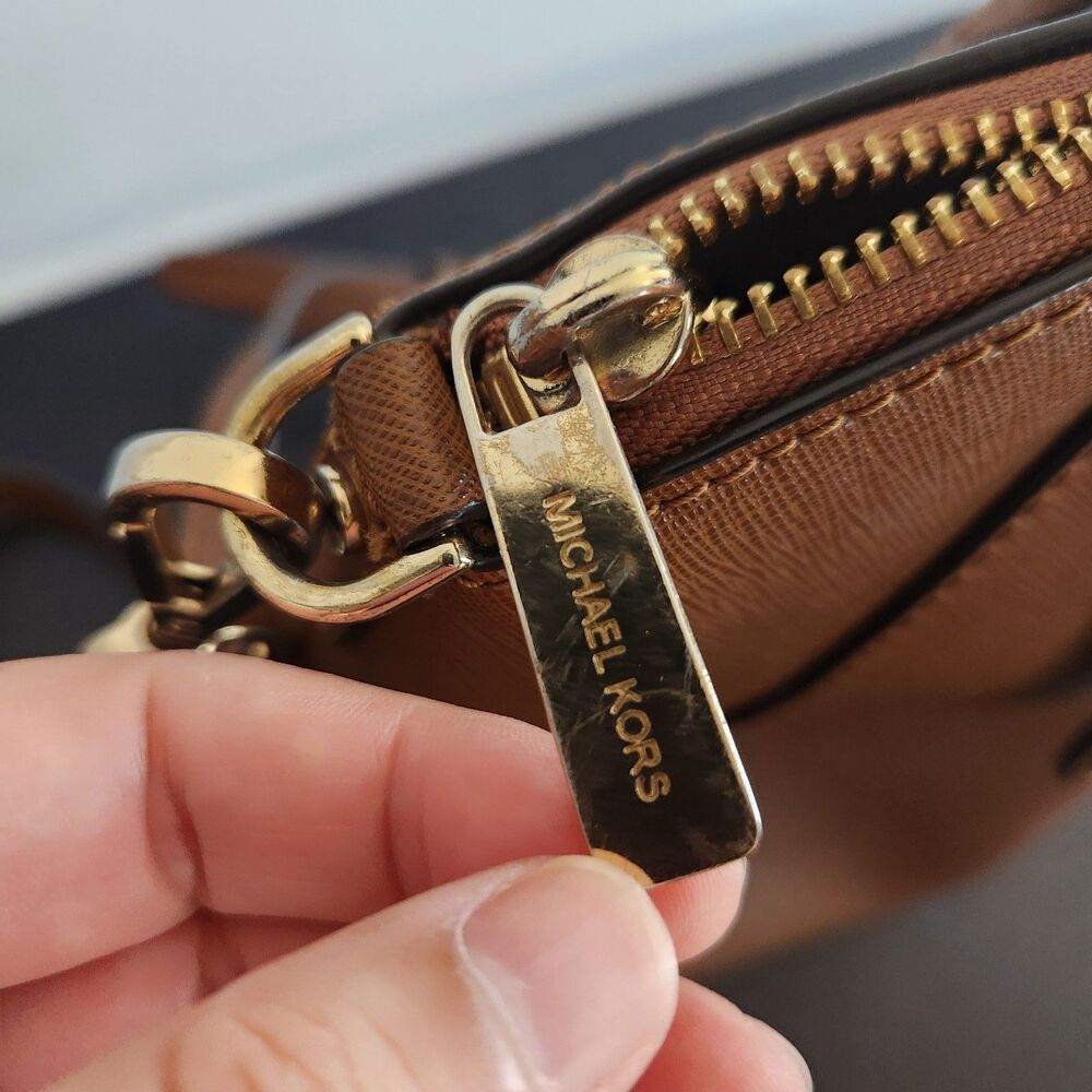 Michael Kors Ciara Studded‎ Satchel-shoulder & hand straps cognac leather - Picture 5 of 12